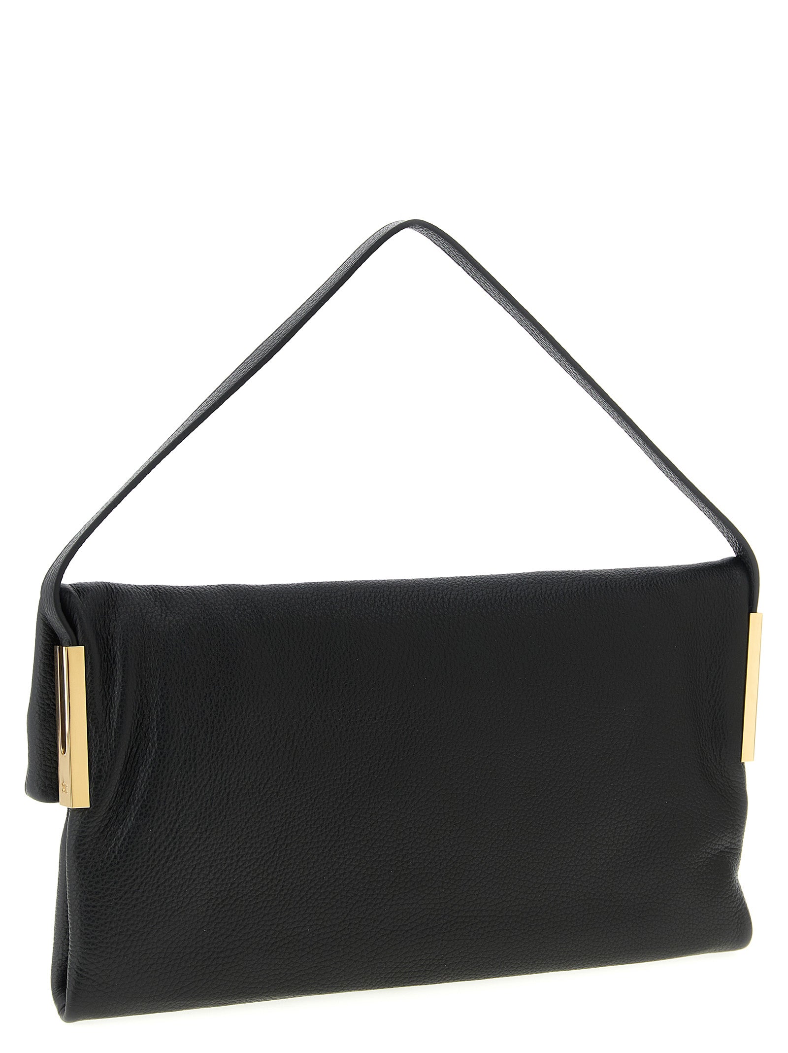 Shoulder Bag by Elisabetta Franchi for women in calfskin leather black features a stately silhouette, showcasing a secure magnetic, ample , and stately shoulder-strap & handle for a stately finish.