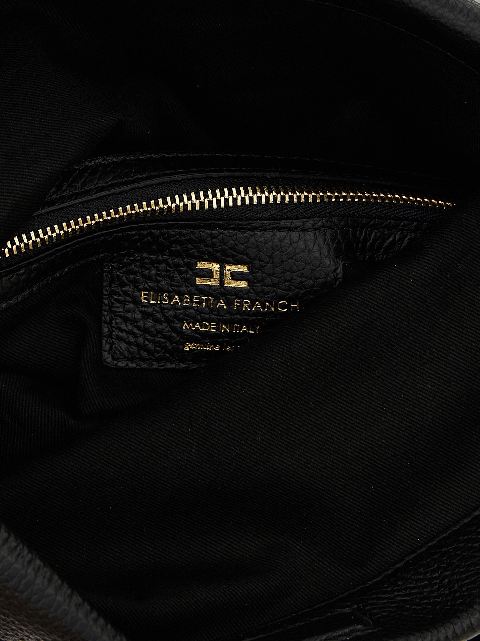Shoulder Bag by Elisabetta Franchi for women in calfskin leather black showcases a statuesque silhouette, artfully detailed with a secure magnetic, organized , and versatile shoulder-strap & handle for a statuesque look.