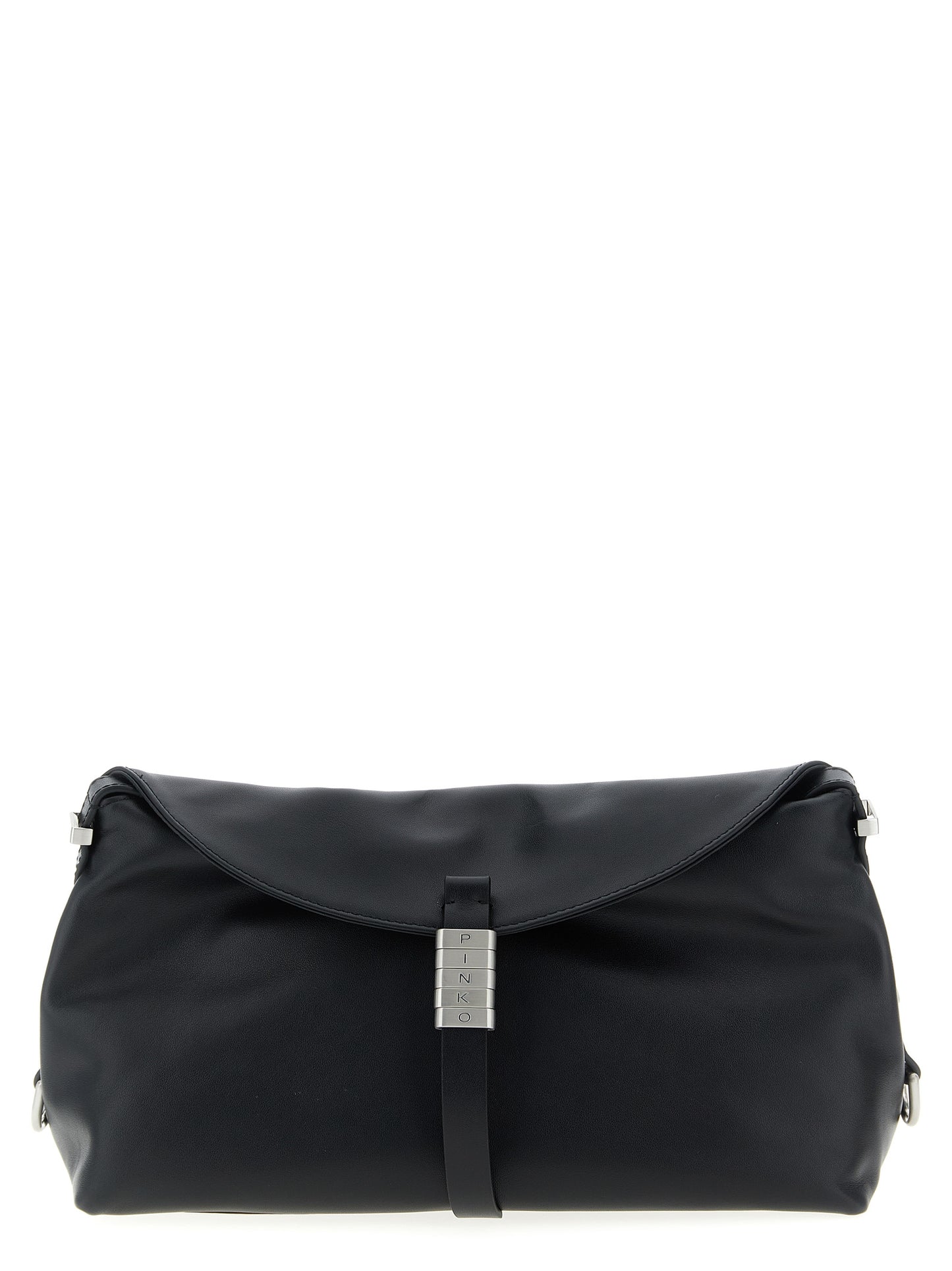 Shoulder Saddle Baguette Bag by PINKO for women in viscose & synthetic fur black & silver features a stately silhouette, showcasing a secure , ample , and stately shoulder-strap & adjustable-strap for a stately finish.