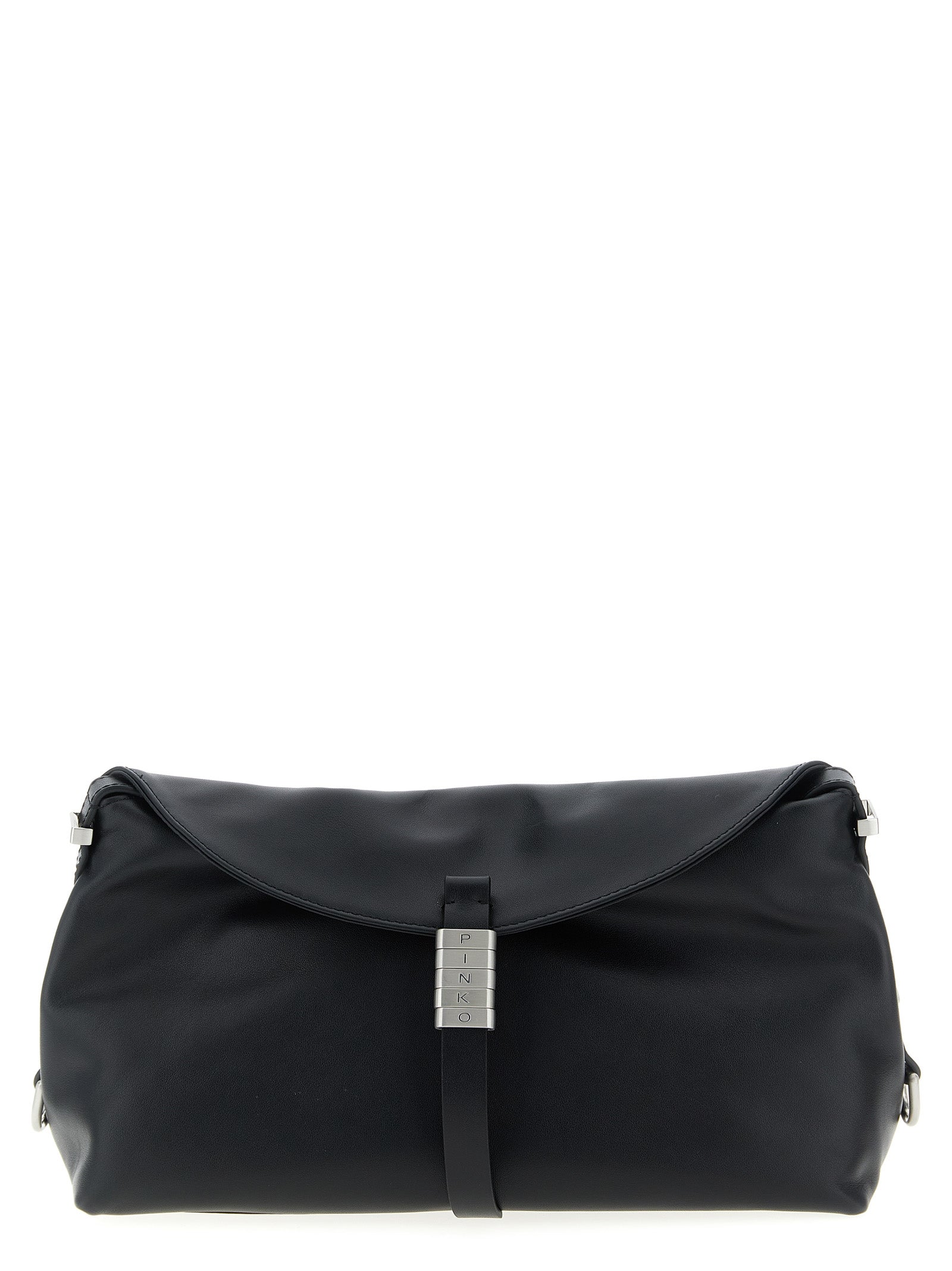 Shoulder Saddle Baguette Bag by PINKO for women in viscose & synthetic fur black & silver features a stately silhouette, showcasing a secure , ample , and stately shoulder-strap & adjustable-strap for a stately finish.
