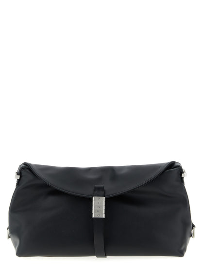Shoulder Saddle Baguette Bag by PINKO for women in viscose & synthetic fur black & silver features a stately silhouette, showcasing a secure , ample , and stately shoulder-strap & adjustable-strap for a stately finish.