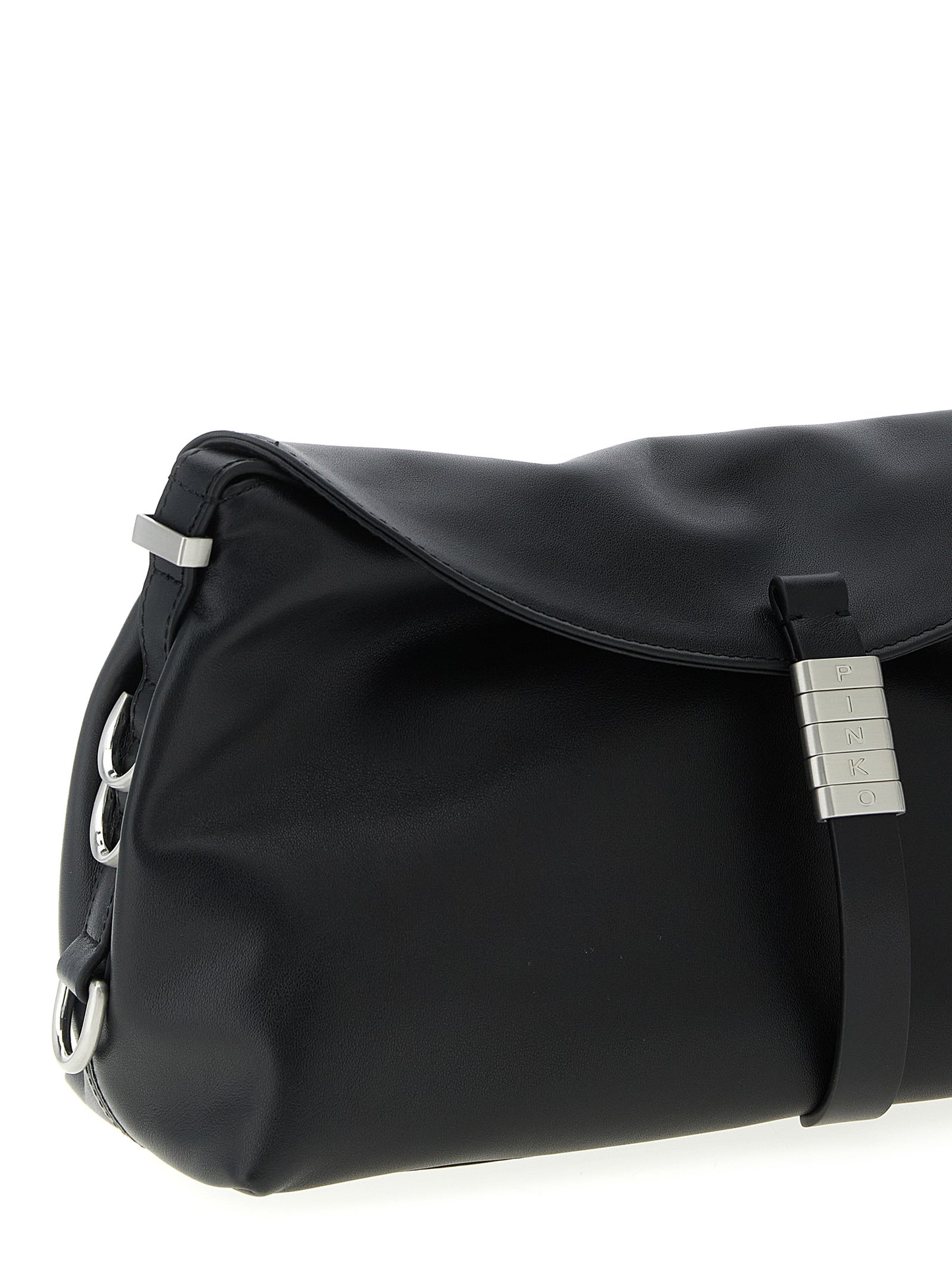 Shoulder Saddle Baguette Bag by PINKO for women in viscose & synthetic fur black & silver features an effortlessly chic silhouette with a secure , ample , and versatile shoulder-strap & adjustable-strap for effortlessly chic everyday luxury.
