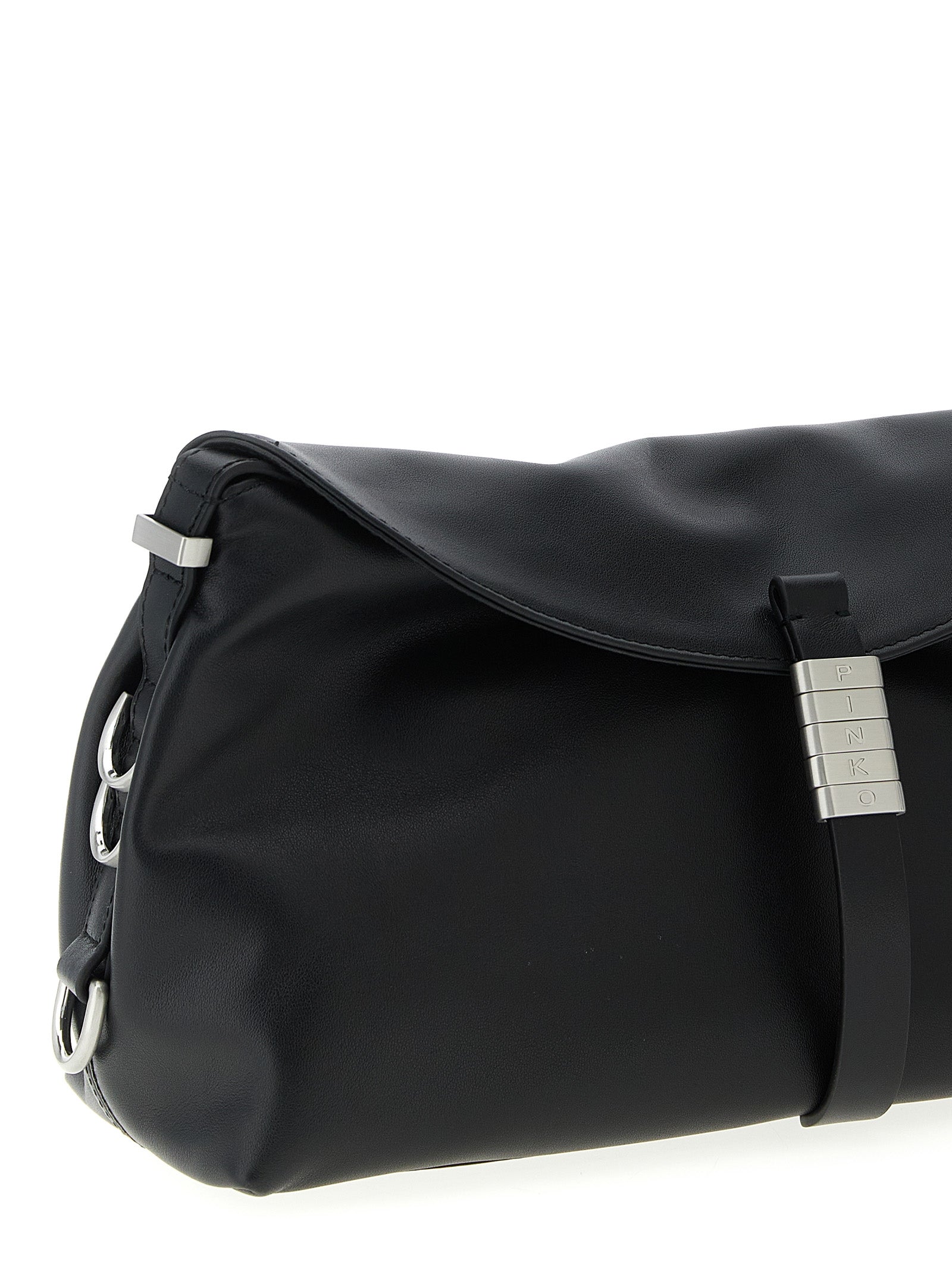Shoulder Saddle Baguette Bag by PINKO for women in viscose & synthetic fur black & silver features an effortlessly chic silhouette with a secure , ample , and versatile shoulder-strap & adjustable-strap for effortlessly chic everyday luxury.