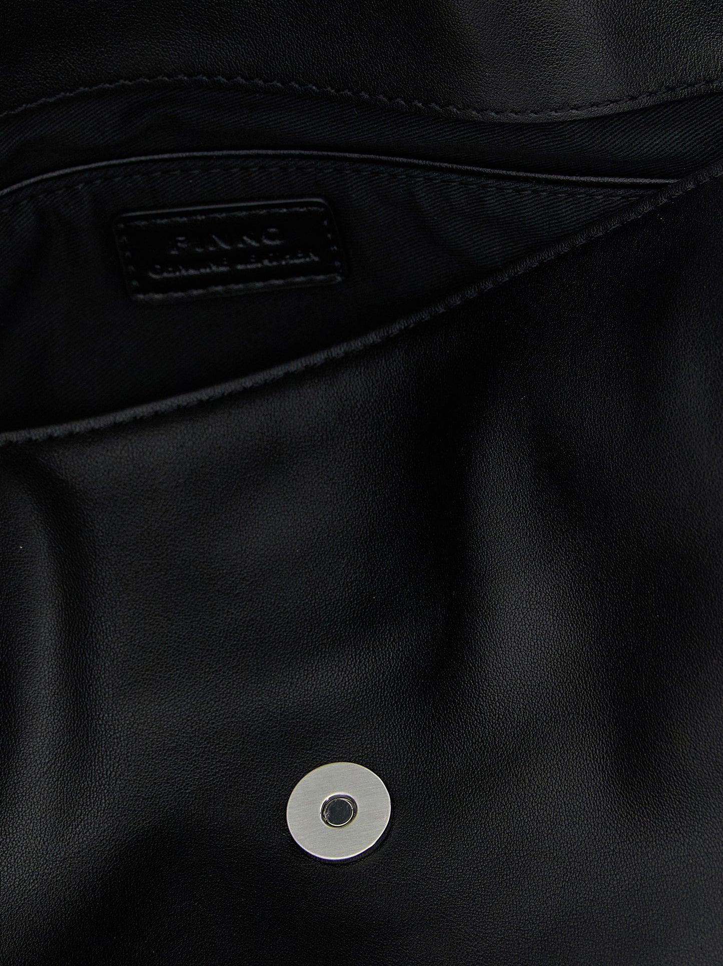 Shoulder Saddle Baguette Bag by PINKO for women in viscose & synthetic fur black & silver presents a statuesque silhouette, showcasing a secure and statuesque with versatile shoulder-strap & adjustable-strap for a sophisticated look.