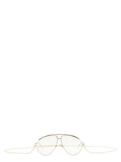 Sunglasses by Gucci for women in acetate & polyamide gold & transparent features an timeless aviator frame design with gold coloured frame frames and for a timeless finish.