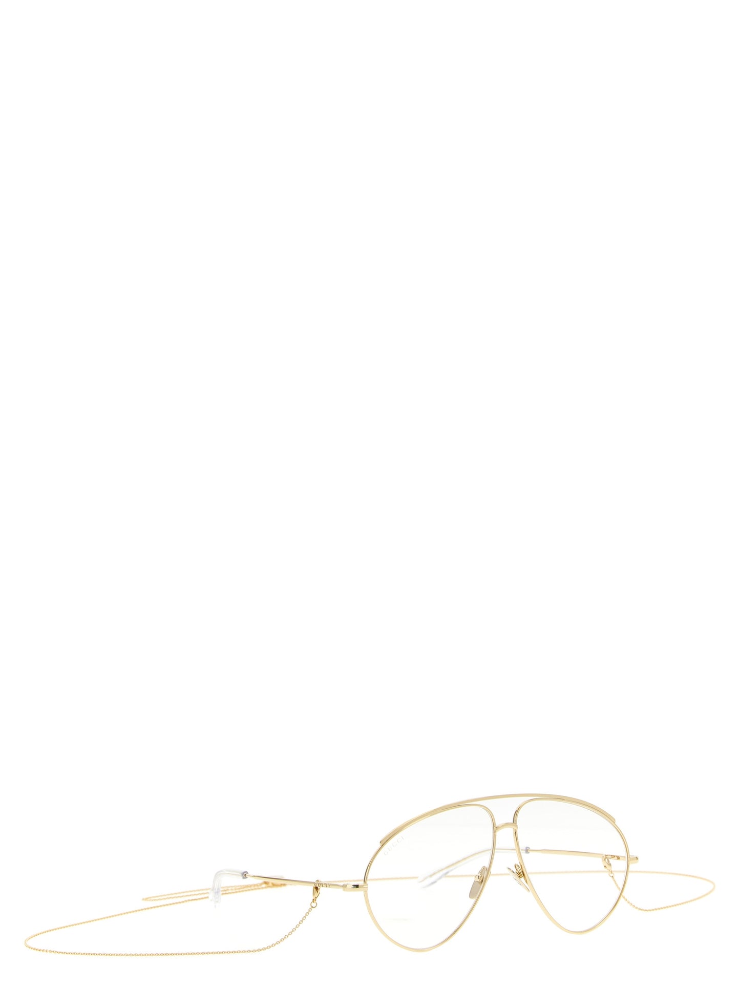 Sunglasses by Gucci for women in acetate & polyamide gold & transparent showcases a ethereal silhouette, featuring gold coloured frame aviator frame design with for a ethereal finish.