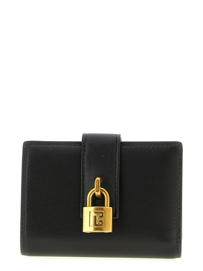 Cardholder Card Case by Balmain for women in leather & brass black features a distinguished silhouette, showcasing the distinguished design of the Pulse Leather & Brass Cardholder Card Case with refined card-organization.