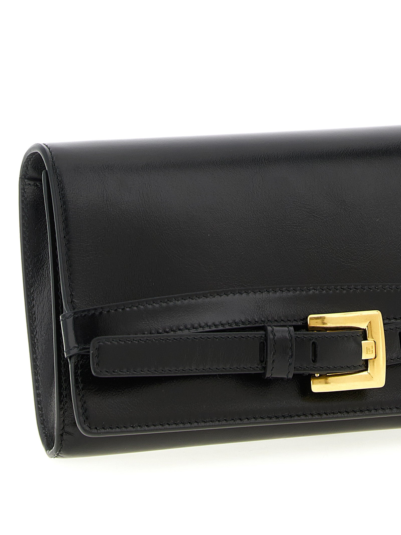 Cardholder Card Case by Balmain for women in calfskin leather black & gold features a distinguished silhouette, showcasing the distinguished design of the Shuffle Calfskin Leather Cardholder Card Case with refined card-organization.