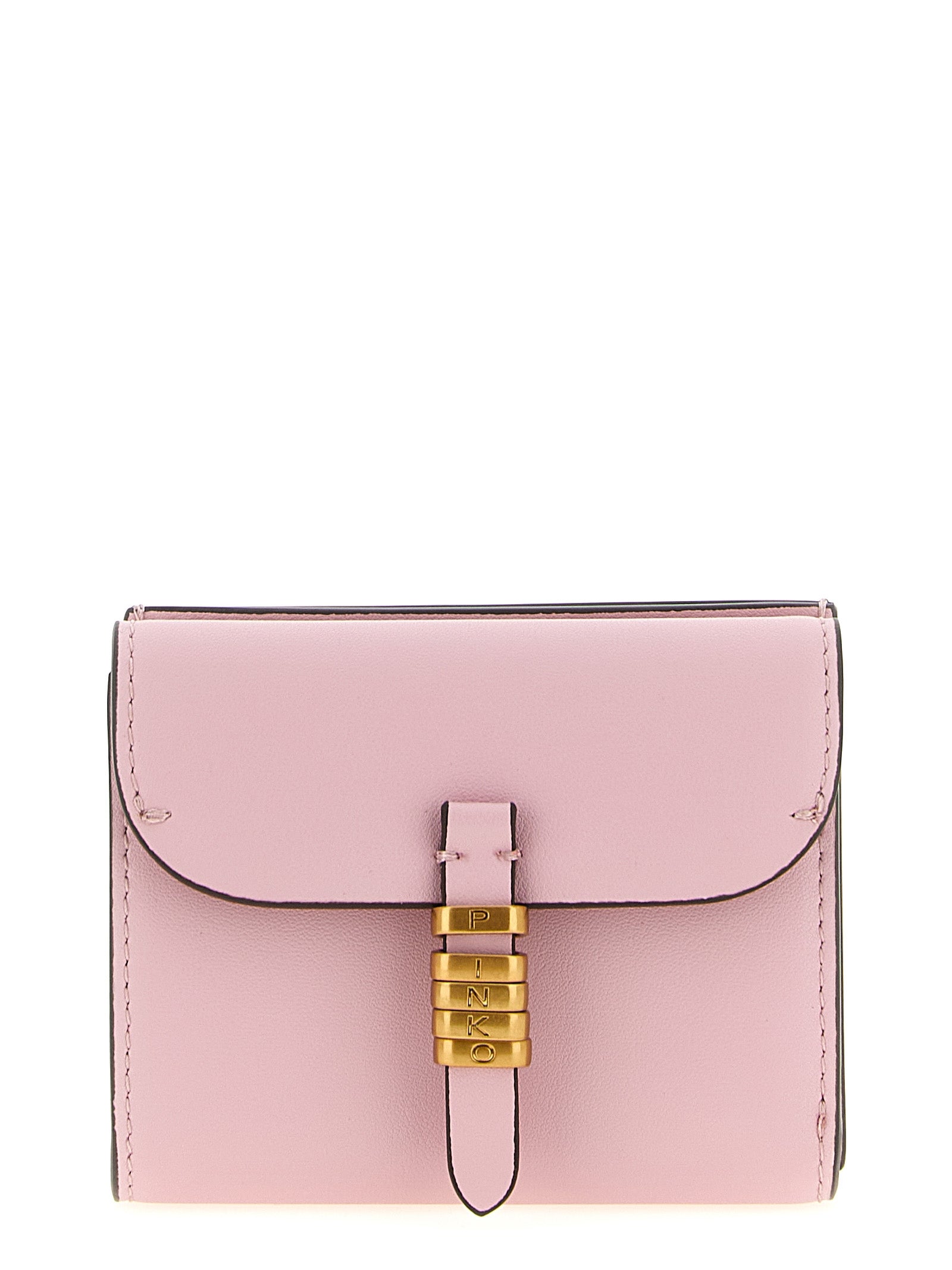 Cardholder Card Case by PINKO for women in leather & metal multicolor & pink features a sleek silhouette, showcasing the sleek design of the Leather & Metal Cardholder Card Case with functional card-organization for a premium look.