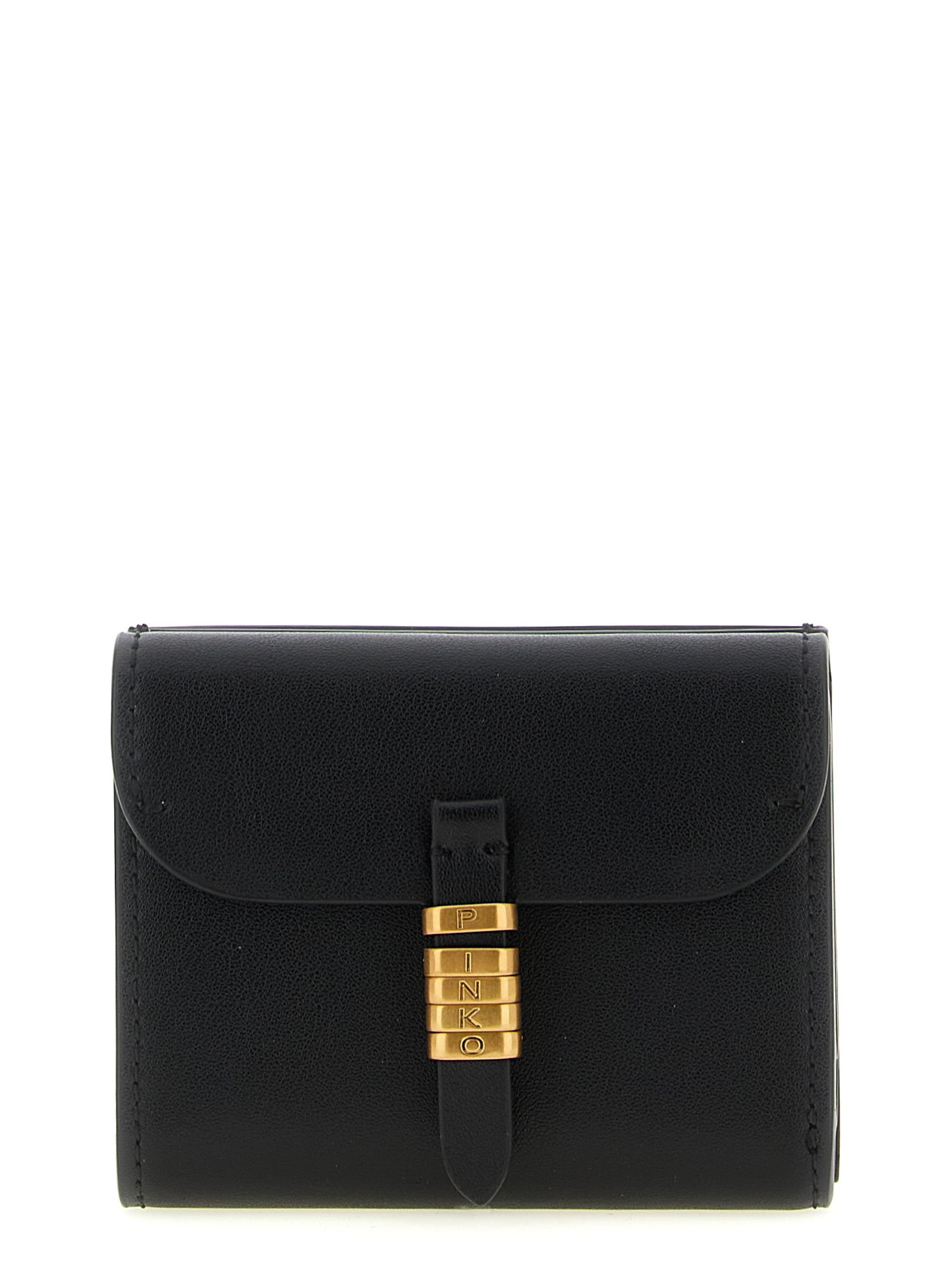 Cardholder Card Case by PINKO for women in leather & metal black features a distinguished silhouette, showcasing the distinguished design of the Leather & Metal Cardholder Card Case with refined card-organization.