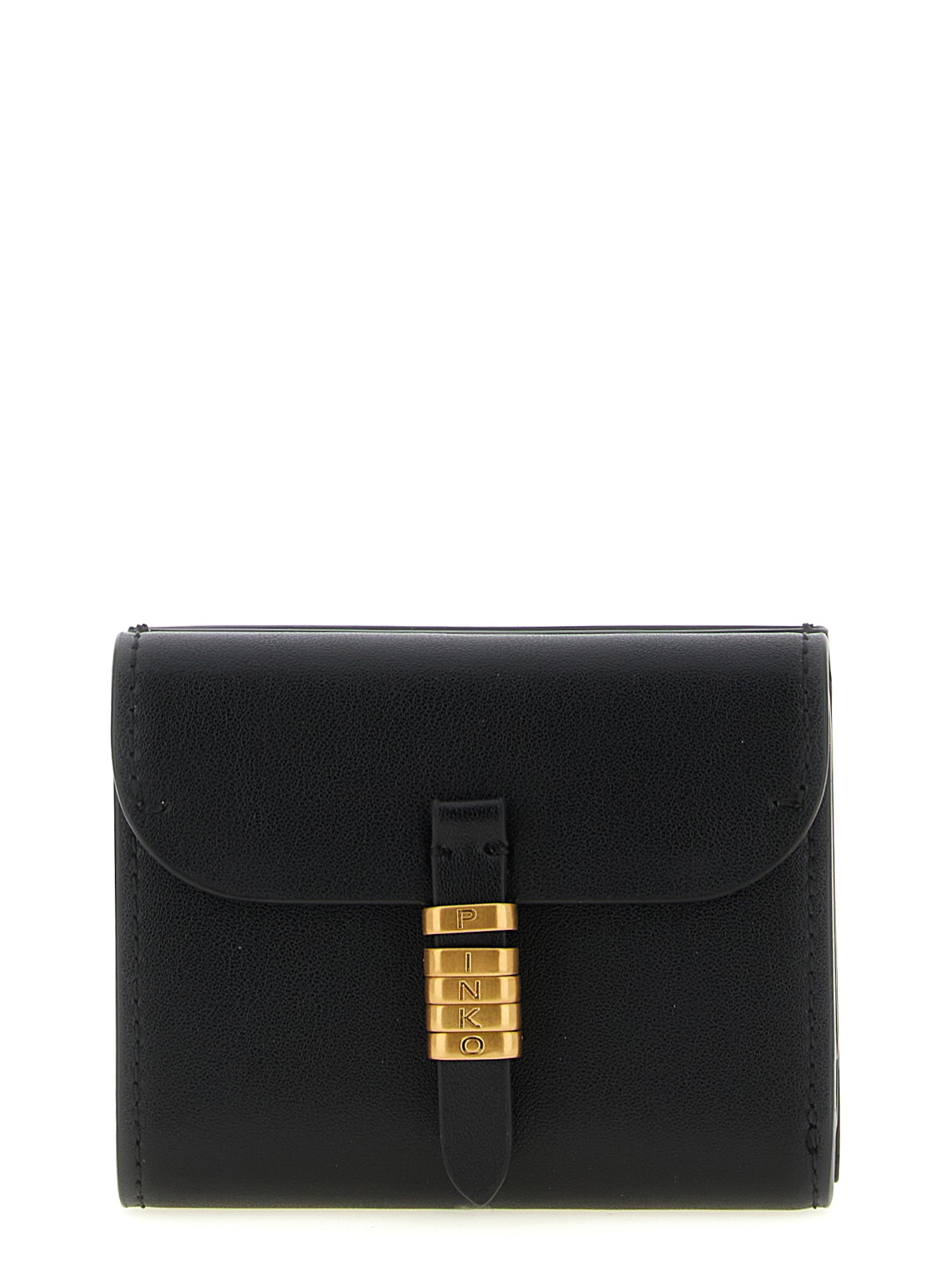 Cardholder Card Case by PINKO for women in leather & metal black features a distinguished silhouette, showcasing the distinguished design of the Leather & Metal Cardholder Card Case with refined card-organization.