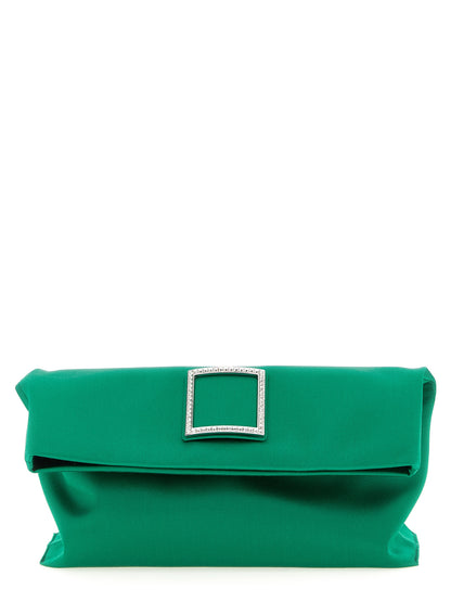 Shoulder Evening Clutch Handbag by Roger Vivier for women in silicone & rubber bicolour & green features a architectural silhouette, showcasing a secure magnetic, ample , and versatile shoulder-strap for a architectural finish.