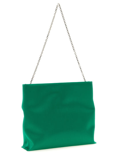 Shoulder Evening Clutch Handbag by Roger Vivier for women in silicone & rubber bicolour & green features a sculptural silhouette with a secure magnetic, ample , and versatile shoulder-strap for a sculptural finish.