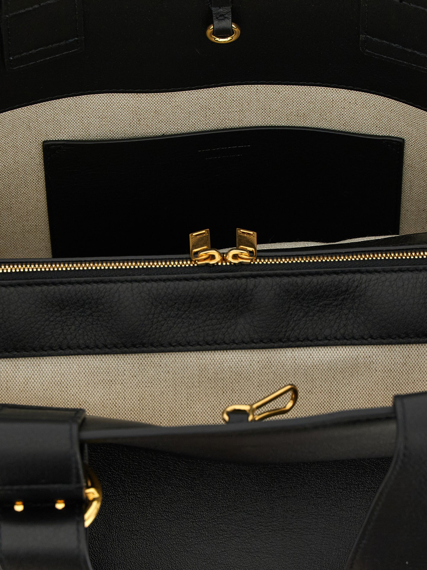 Jil Sander Cannolo Calfskin Leather Shopper Tote Bag - Black