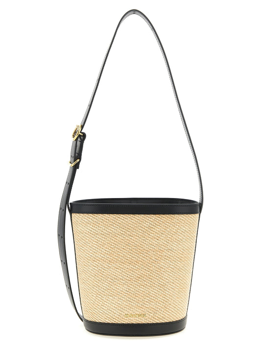 Jil Sander Cannolo Leather & Cotton Shoulder Clutch Bag - Multicolor