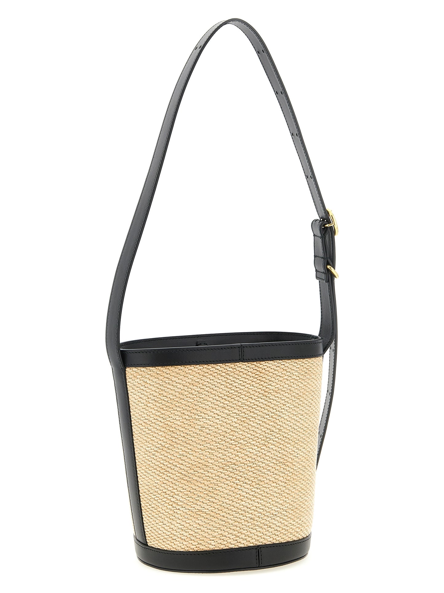 Jil Sander Cannolo Leather & Cotton Shoulder Clutch Bag - Multicolor