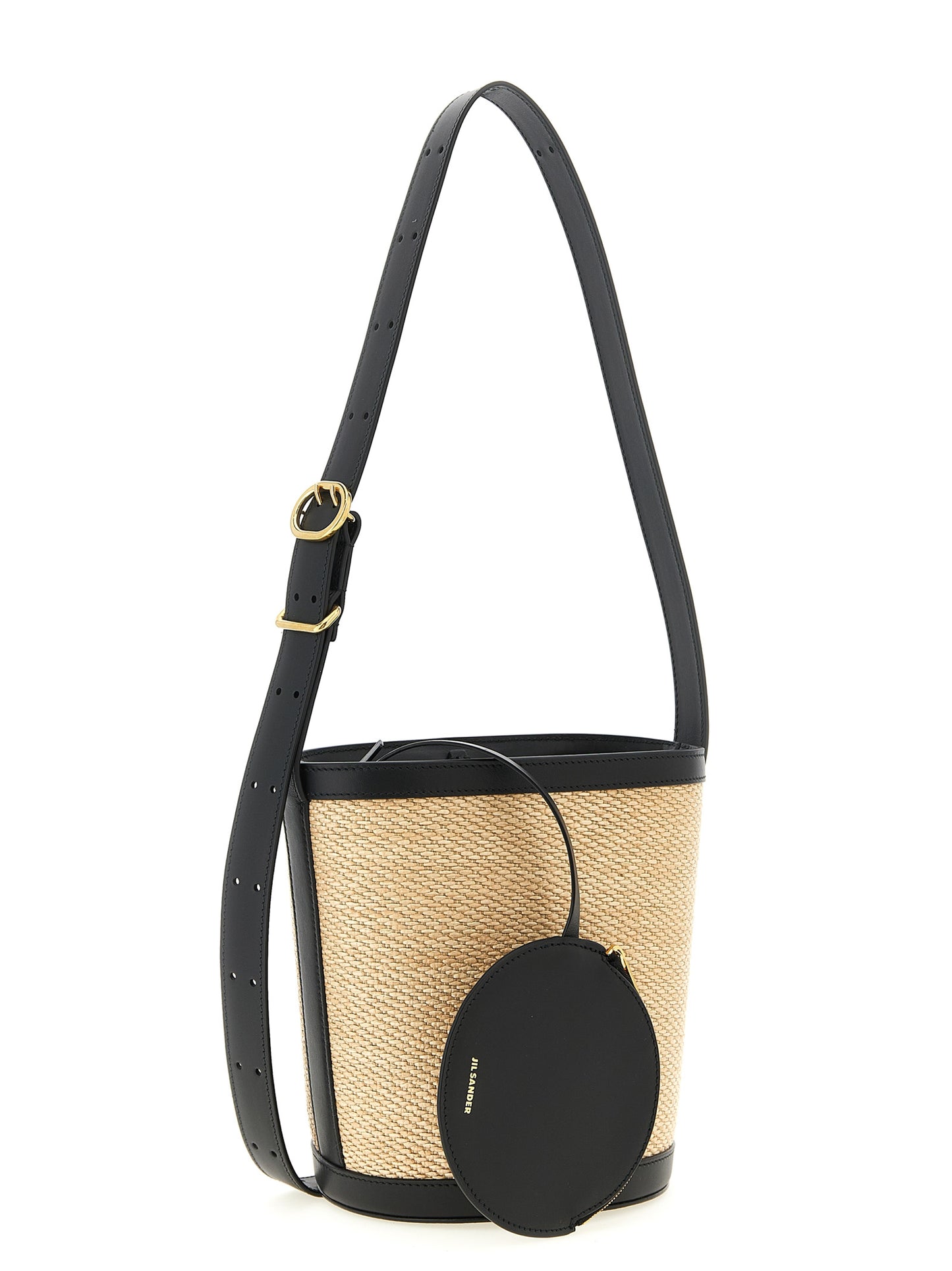 Jil Sander Cannolo Leather & Cotton Shoulder Clutch Bag - Multicolor