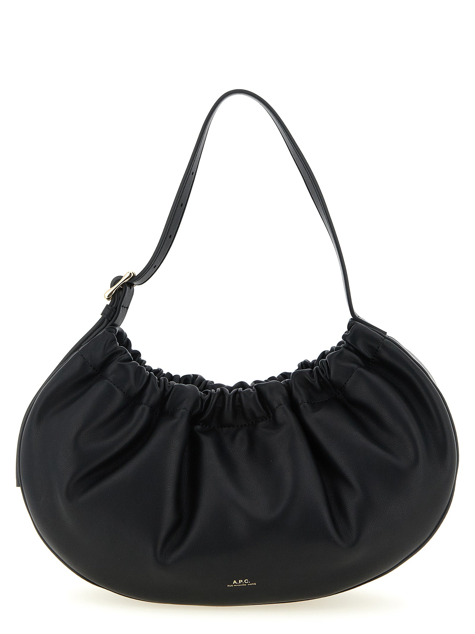 Shoulder Bag by A.P.C. for women in leather cotton polyethylene black & hooped features a effortless chic silhouette with a secure magnetic, ample , and versatile shoulder-strap, adjustable-strap & handle for a effortless chic finish.
