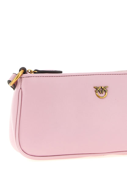 Mini Crossbody Half Moon Handbag by PINKO for women in leather multicolor & pink features a transformative sophistication silhouette, showcasing a secure zipper, ample , and versatile crossbody-strap, shoulder-strap & adjustable-strap for a transformative sophistication look.