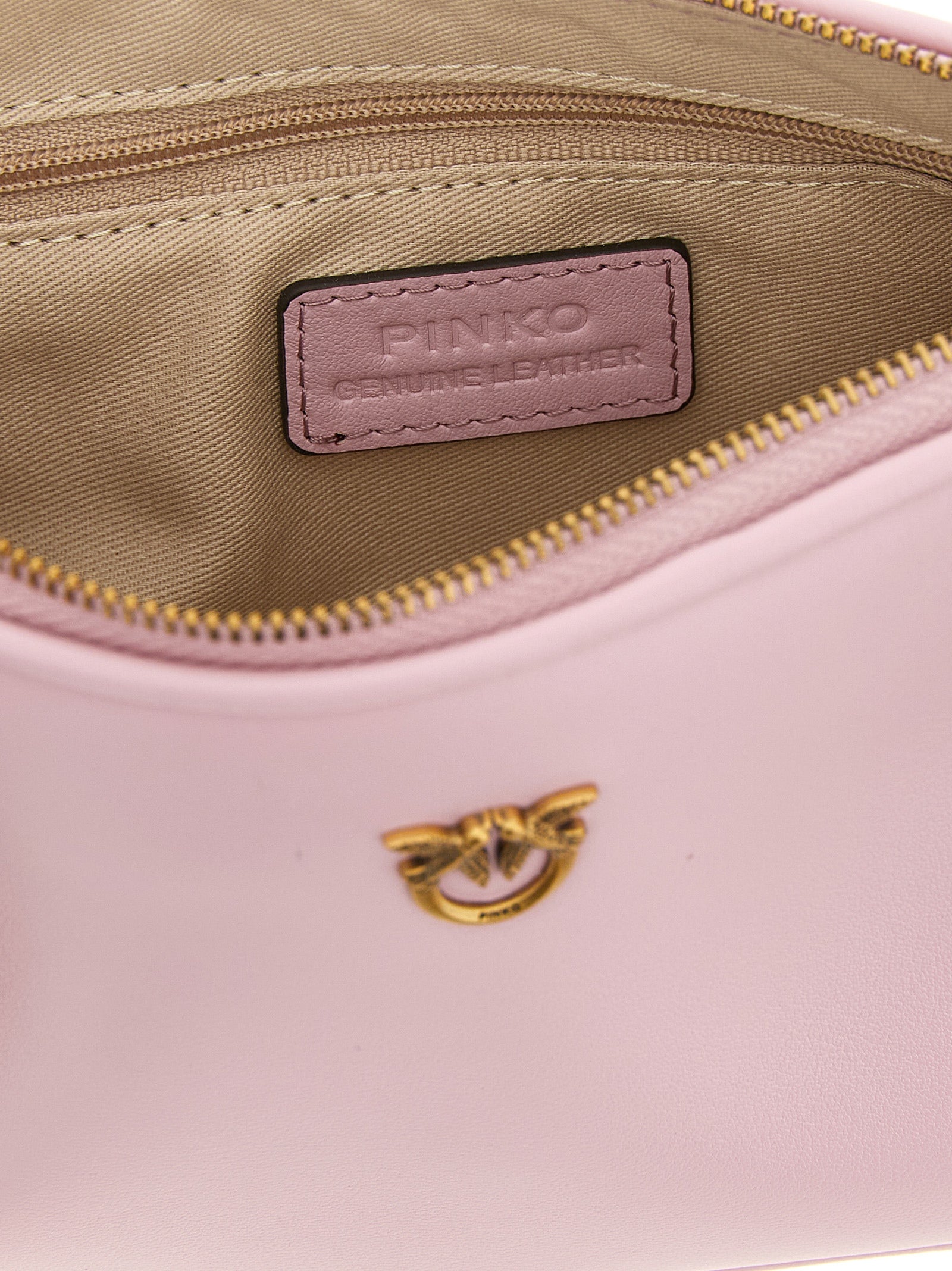 Mini Crossbody Half Moon Handbag by PINKO for women in leather multicolor & pink features a transformative elegance silhouette, showcasing a secure zipper, organized , and versatile crossbody-strap, shoulder-strap & adjustable-strap for a transformative elegance look.