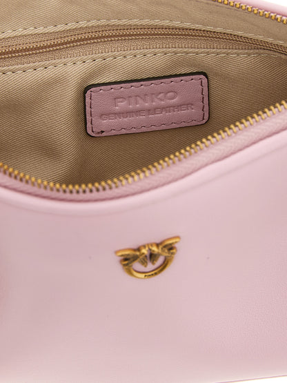 Mini Crossbody Half Moon Handbag by PINKO for women in leather multicolor & pink features a transformative elegance silhouette, showcasing a secure zipper, organized , and versatile crossbody-strap, shoulder-strap & adjustable-strap for a transformative elegance look.
