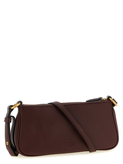 Mini Crossbody Half Moon Handbag by PINKO for women in leather & satin bordeaux showcases a versatile sophistication silhouette, featuring a secure zipper, versatile sophistication , and versatile crossbody-strap, shoulder-strap & adjustable-strap for a versatile sophistication finish.