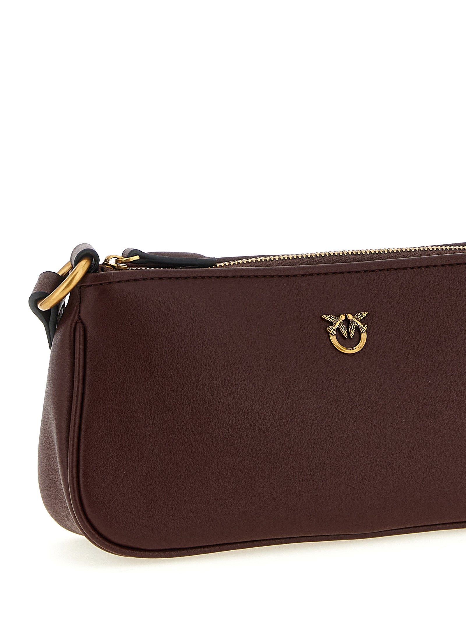 Mini Crossbody Half Moon Handbag by PINKO for women in leather & satin bordeaux features a transformative elegance silhouette, showcasing a secure zipper, organized , and versatile crossbody-strap, shoulder-strap & adjustable-strap for a transformative elegance look.