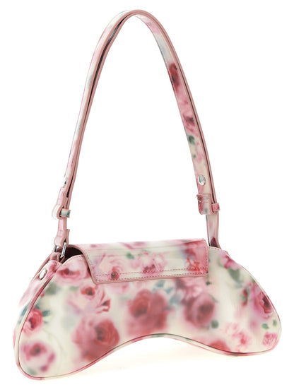 2-in-1 Shoulder & Crossbody Flap Bag by Diesel for women in polyethylene & polyurethane multicolor & print showcases a statuesque silhouette, artfully detailed with a secure flap & magnetic, organized , and versatile crossbody-strap, shoulder-strap, adjustable-strap & handle for a statuesque look.