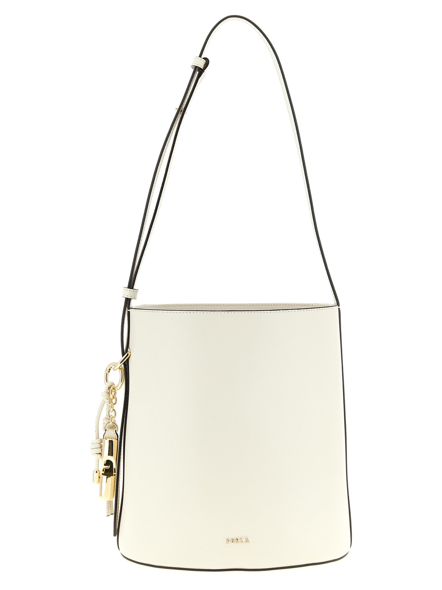 Small Shoulder Bucket Bag by Furla for women in calfskin leather white & print features a effortless sophistication silhouette, secured by a with ample and versatile shoulder-strap & adjustable-strap for a effortless sophistication finish.