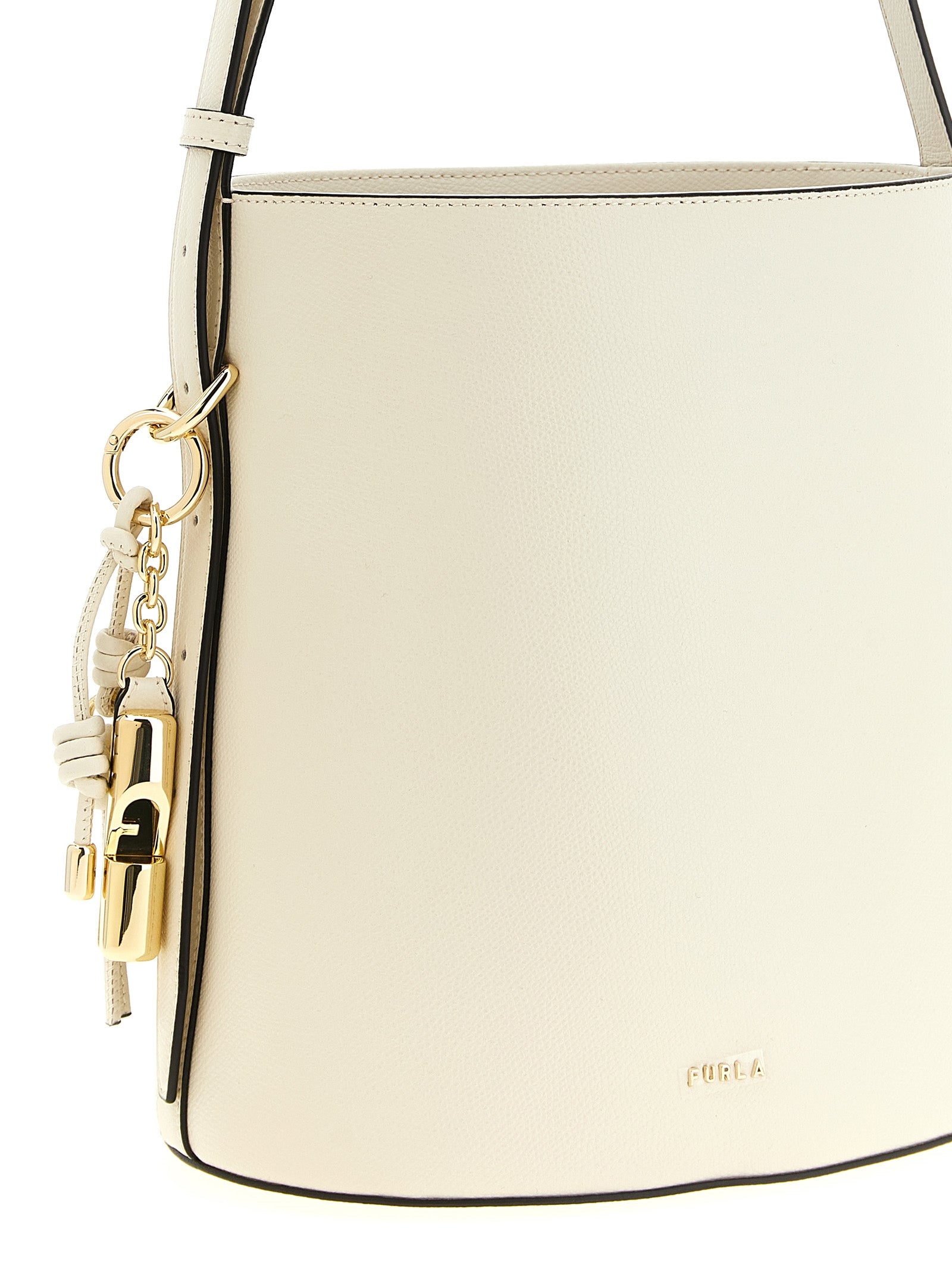 Small Shoulder Bucket Bag by Furla for women in calfskin leather white & print features an effortlessly chic silhouette with a secure , ample , and versatile shoulder-strap & adjustable-strap for effortlessly chic everyday luxury.