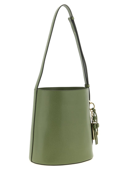 Shoulder Bucket Bag by Furla for women in calfskin leather bicolour, green & print features a effortless chic silhouette with a secure magnetic, ample , and versatile shoulder-strap & adjustable-strap for a effortless chic finish.