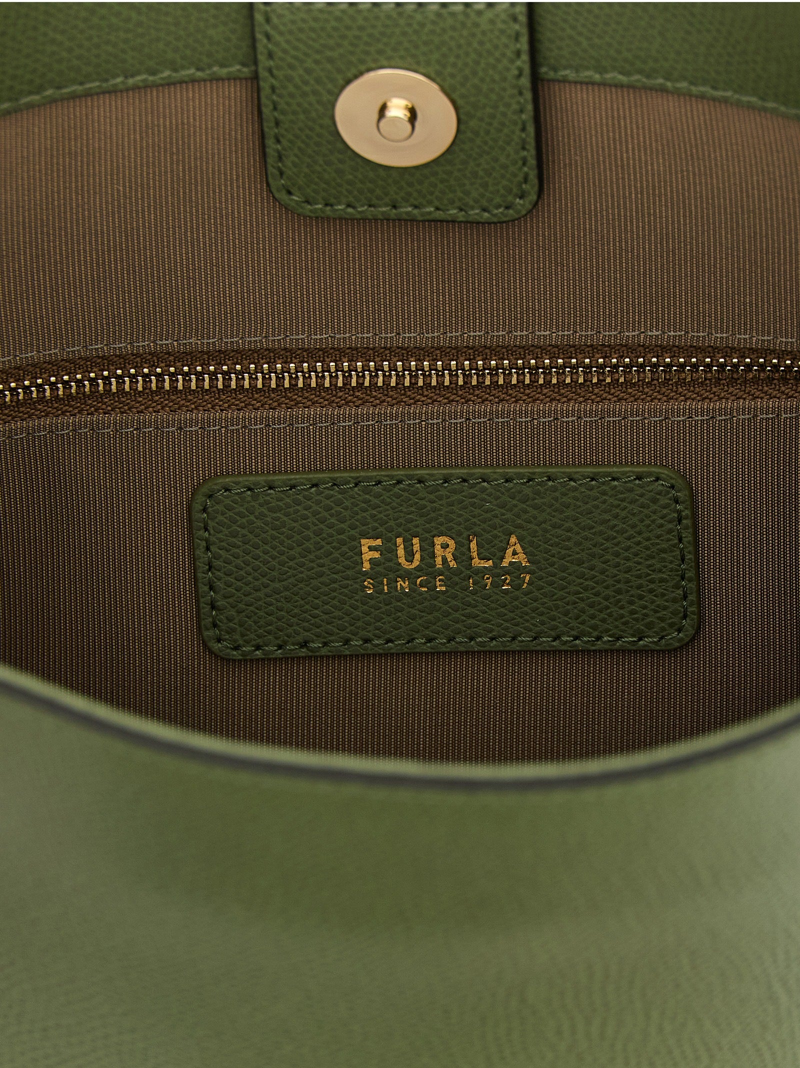 Shoulder Bucket Bag by Furla for women in calfskin leather bicolour, green & print showcases a statuesque silhouette, artfully detailed with a secure magnetic, organized , and versatile shoulder-strap & adjustable-strap for a statuesque look.