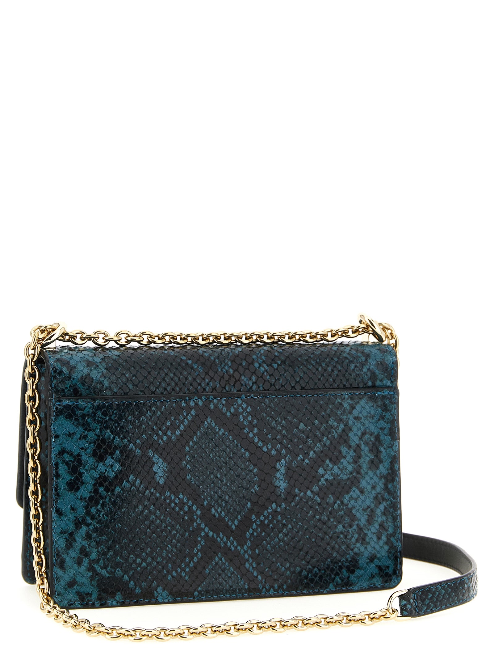 Mini Crossbody Flap Handbag by Furla for women in calfskin leather blue features a multifaceted silhouette, showcasing a secure flap and multifaceted with versatile crossbody-strap & shoulder-strap for multifaceted style.