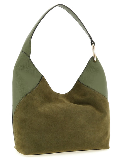 Medium Shoulder Bag by Furla for women in calfskin leather bicolour, green & signature features a effortless chic silhouette with a secure magnetic, ample , and versatile shoulder-strap & handle for a effortless chic finish.