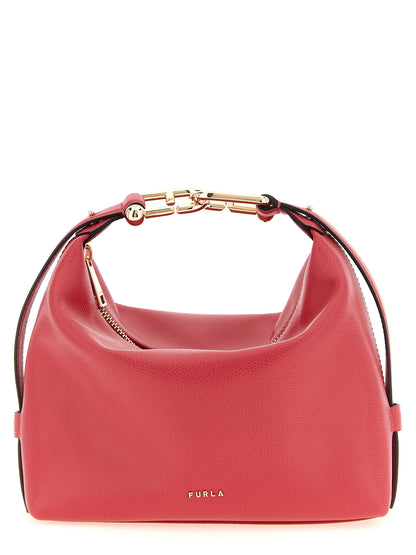 Shoulder Bag by Furla for women in calfskin leather fuchsia, signature & print features a stately silhouette, showcasing a secure zipper, ample , and stately shoulder-strap, adjustable-strap, detachable-strap & handle for a stately finish.