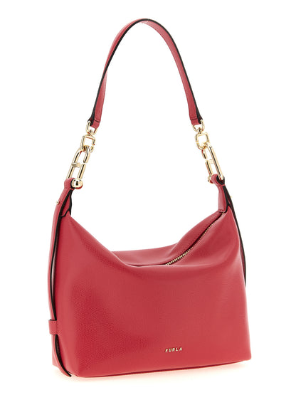 Shoulder Bag by Furla for women in calfskin leather fuchsia, signature & print features a statuesque silhouette, showcasing a secure zipper and statuesque with versatile shoulder-strap, adjustable-strap, detachable-strap & handle for a statuesque finish.