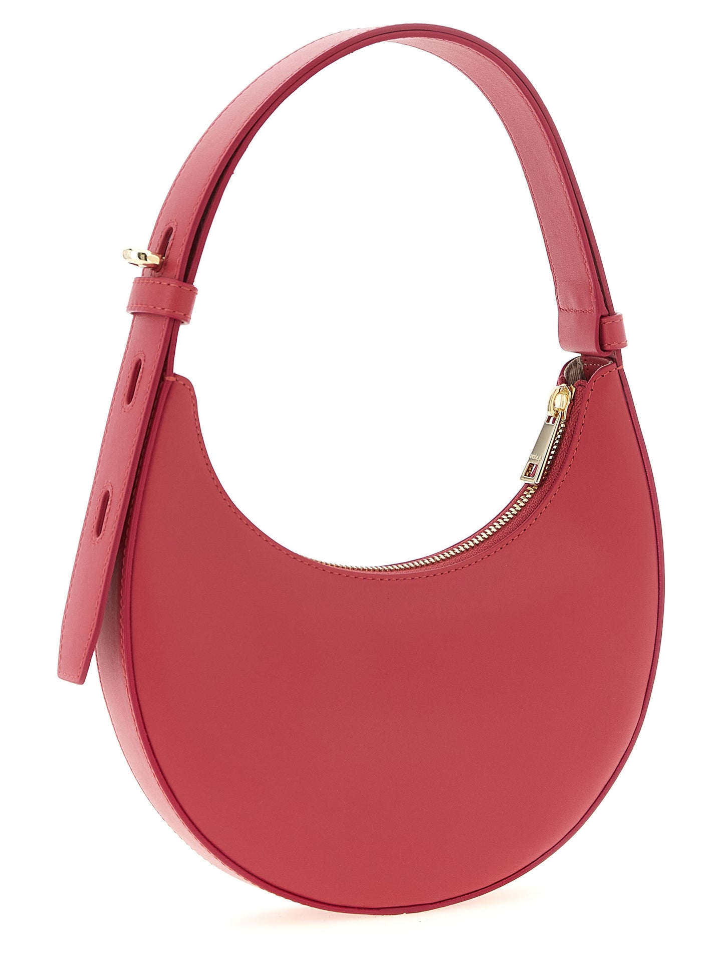 Mini Shoulder Crescent Bag by Furla for women in bos taurus calf suede leather fuchsia features an effortlessly chic silhouette with a secure zipper, ample , and versatile shoulder-strap, adjustable-strap & handle for effortlessly chic everyday luxury.