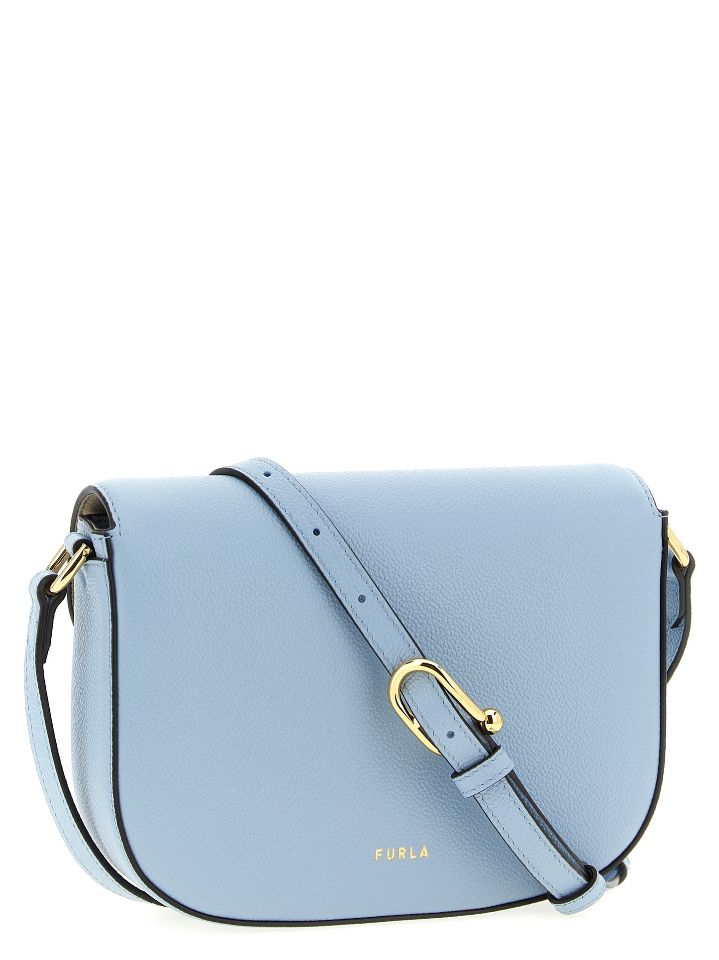 Crossbody Flap Handbag by Furla for women in calfskin leather light-blue showcases a versatile sophistication silhouette, featuring a secure flap & magnetic, versatile sophistication , and versatile crossbody-strap, shoulder-strap & adjustable-strap for a versatile sophistication finish.