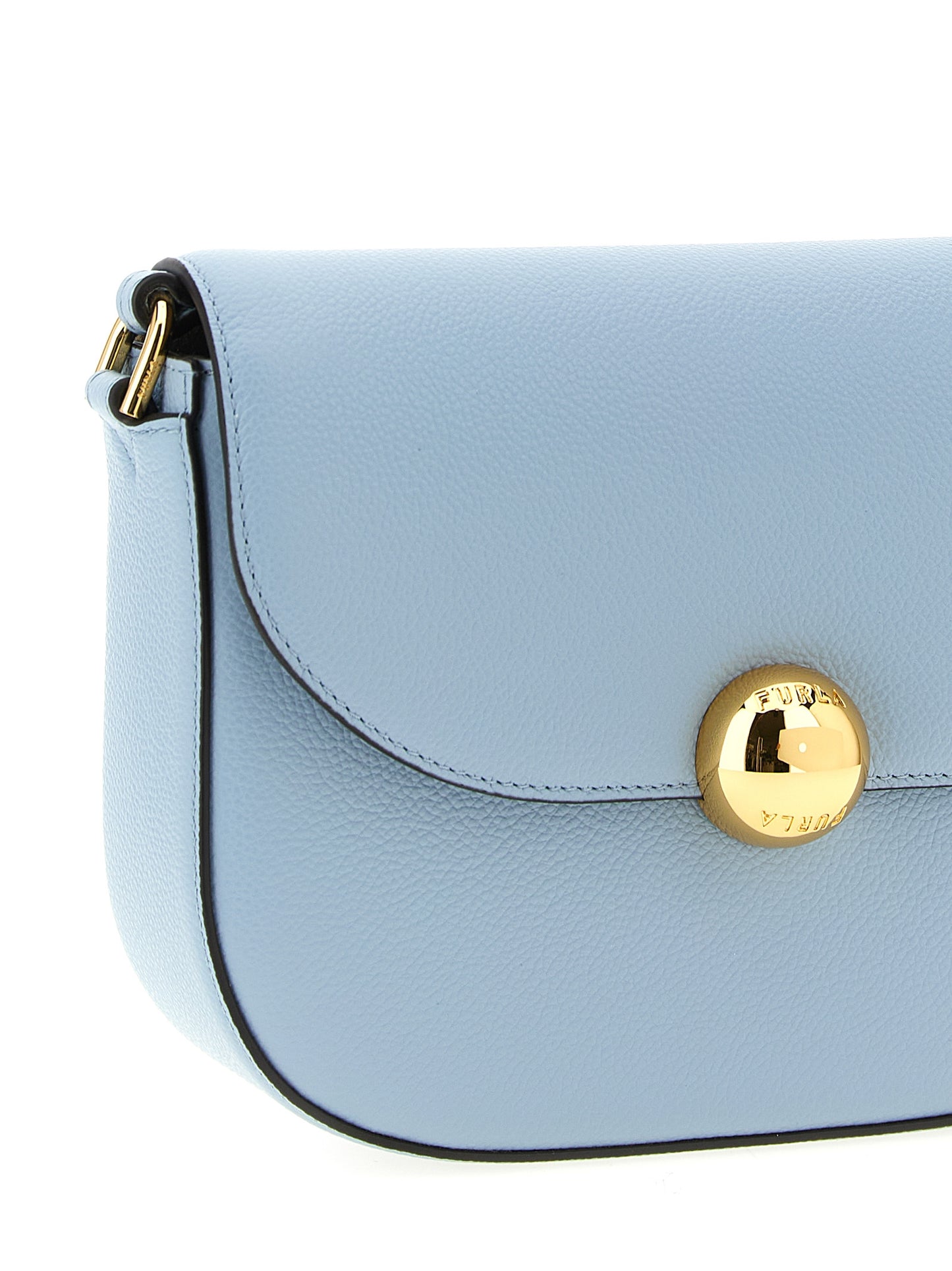 Crossbody Flap Handbag by Furla for women in calfskin leather light-blue features a multifaceted silhouette, showcasing a secure flap & magnetic and multifaceted with versatile crossbody-strap, shoulder-strap & adjustable-strap for multifaceted style.