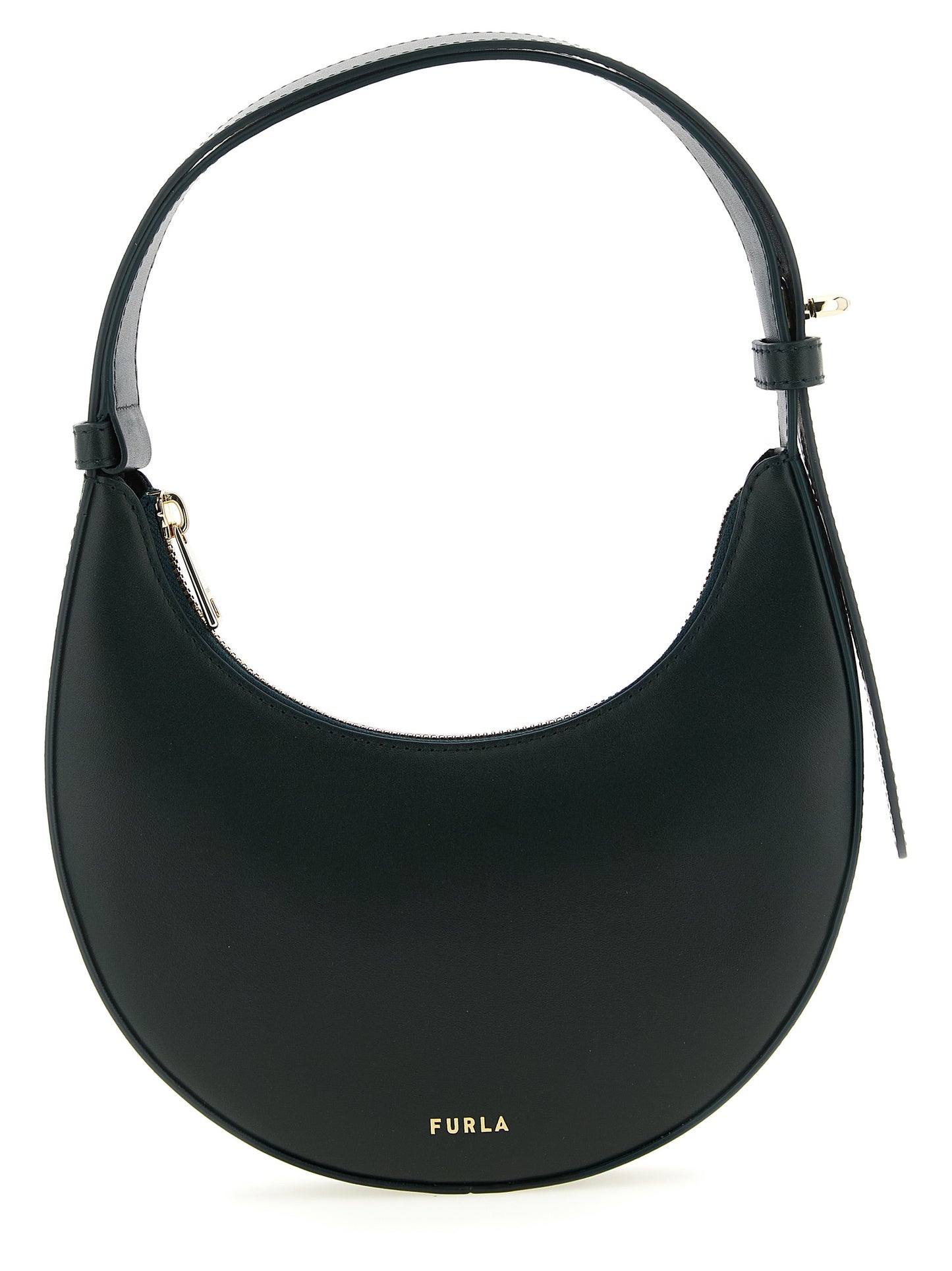 Furla Delizia Calfskin Leather Mini Shoulder Crescent Bag - Bicolour Dark Green