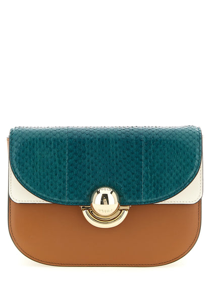 Mini Crossbody Saddle Handbag by Furla for women in pu leather multicolor features a transformative sophistication silhouette, showcasing a secure flap, ample , and versatile crossbody-strap, shoulder-strap & adjustable-strap for a transformative sophistication look.