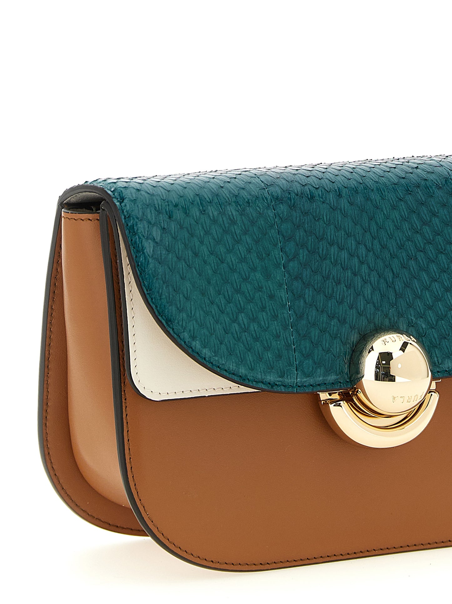 Mini Crossbody Saddle Handbag by Furla for women in pu leather multicolor features an multi-faceted design with a secure flap, ample , and versatile crossbody-strap, shoulder-strap & adjustable-strap for a multi-faceted finish.