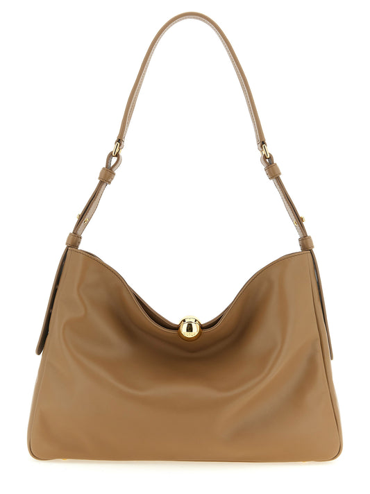 Furla Sfera Calfskin Leather Shoulder Bag - Beige