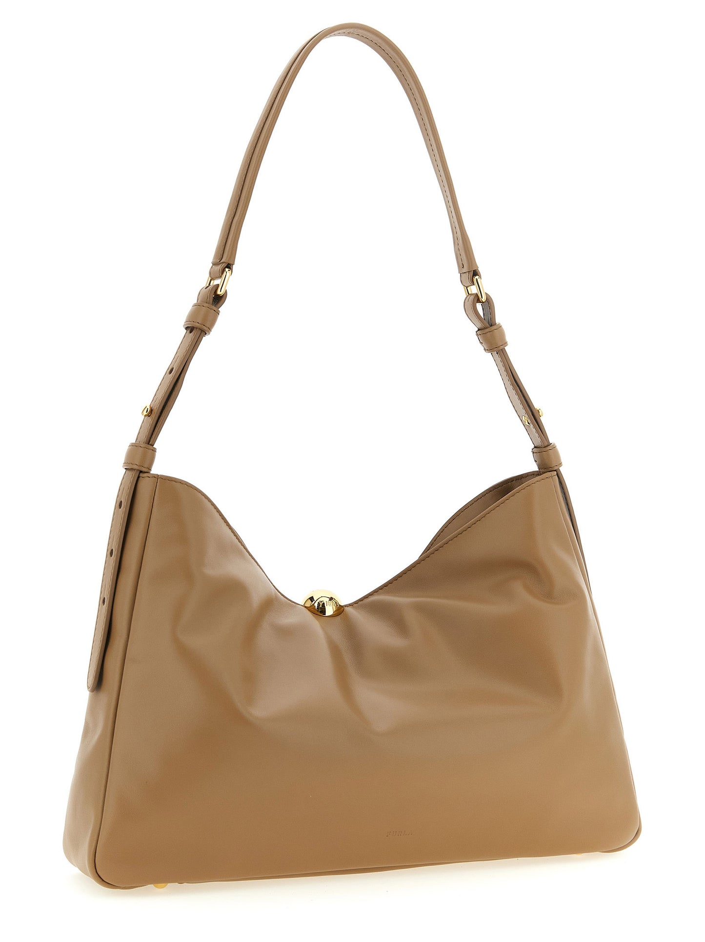 Furla Sfera Calfskin Leather Shoulder Bag - Beige