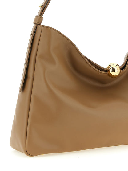 Furla Sfera Calfskin Leather Shoulder Bag - Beige