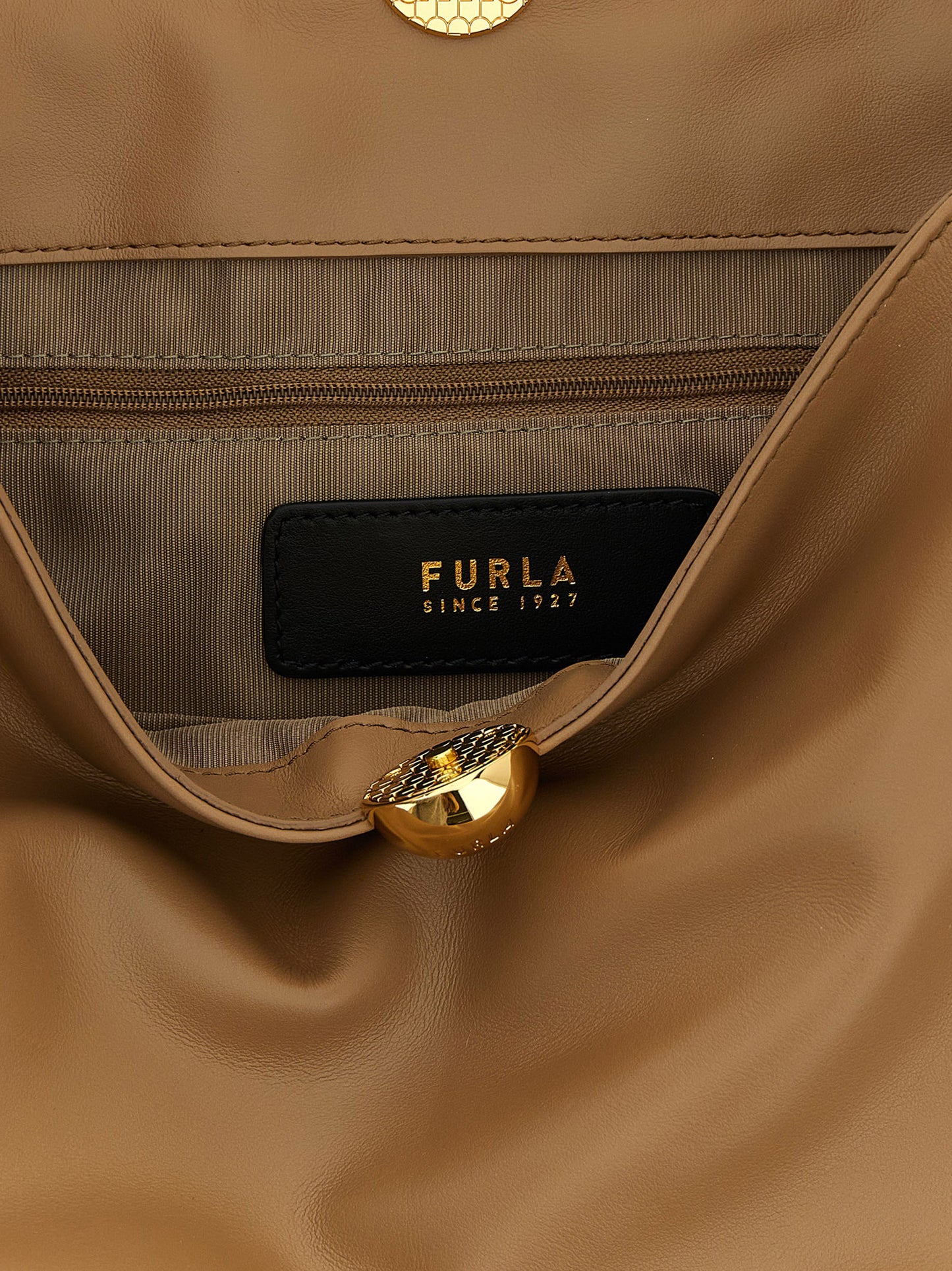 Furla Sfera Calfskin Leather Shoulder Bag - Beige