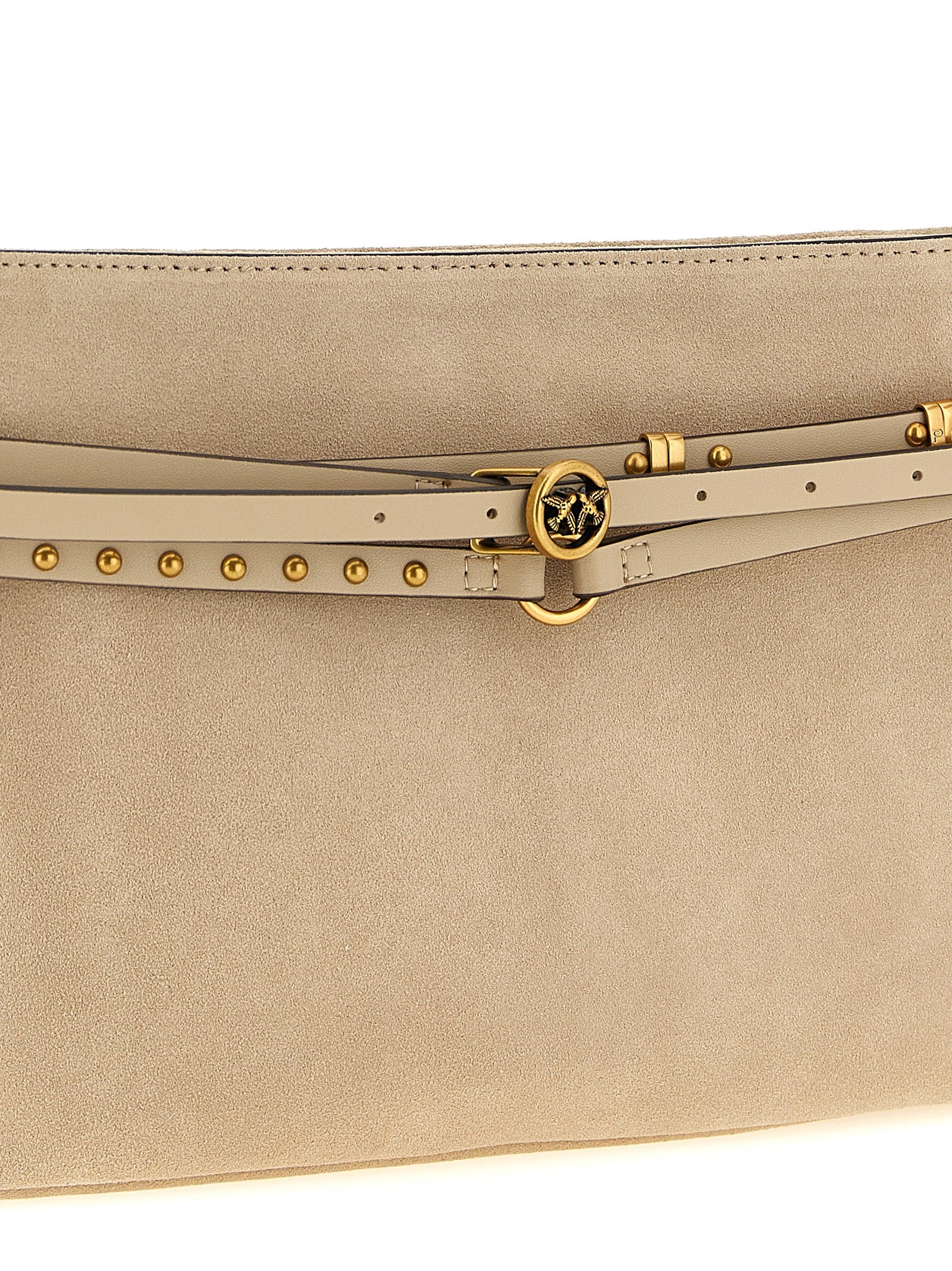 Shoulder Bag by PINKO for women in leather beige features an effortlessly chic silhouette with a secure zipper, ample , and versatile shoulder-strap, adjustable-strap, belt-strap & handle for effortlessly chic everyday luxury.
