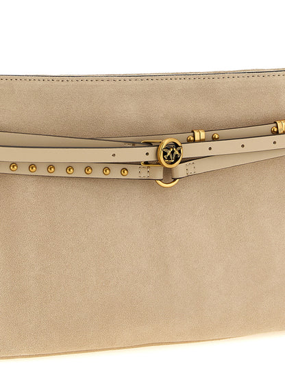 Shoulder Bag by PINKO for women in leather beige features an effortlessly chic silhouette with a secure zipper, ample , and versatile shoulder-strap, adjustable-strap, belt-strap & handle for effortlessly chic everyday luxury.
