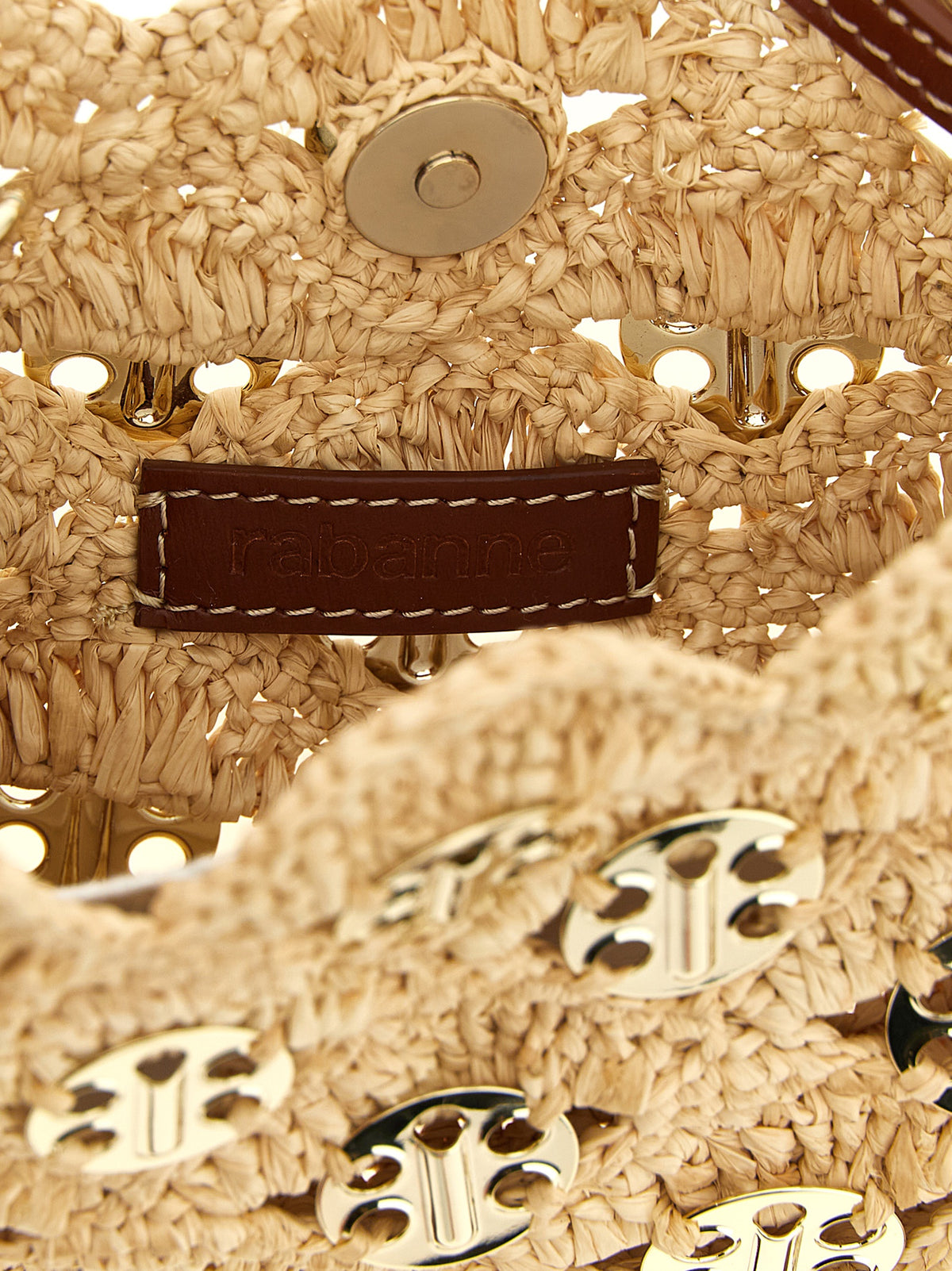 Paco Rabanne 1969 Raffia & Leather Shoulder Bag - Beige Natural