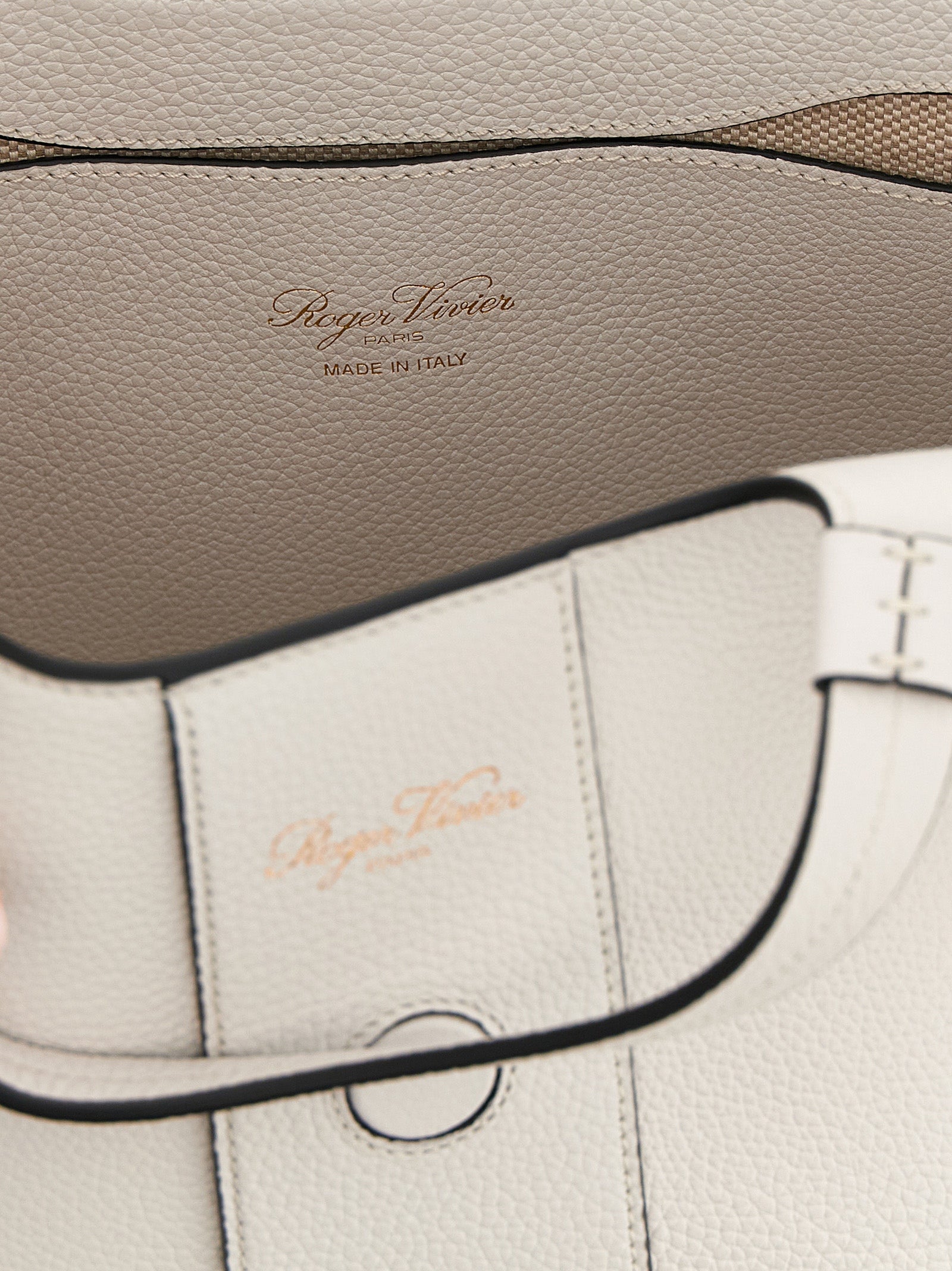 Mini Shopper Tote Bag by Roger Vivier for women in bos taurus calf suede leather gray features a jet-set sophisticated Belle Bos Taurus Calf Suede Leather Mini Shopper Tote Bag design with a secure flap, magnetic & buckle, ample , and versatile shoulder-strap & handle for a jet-set sophisticated finish.